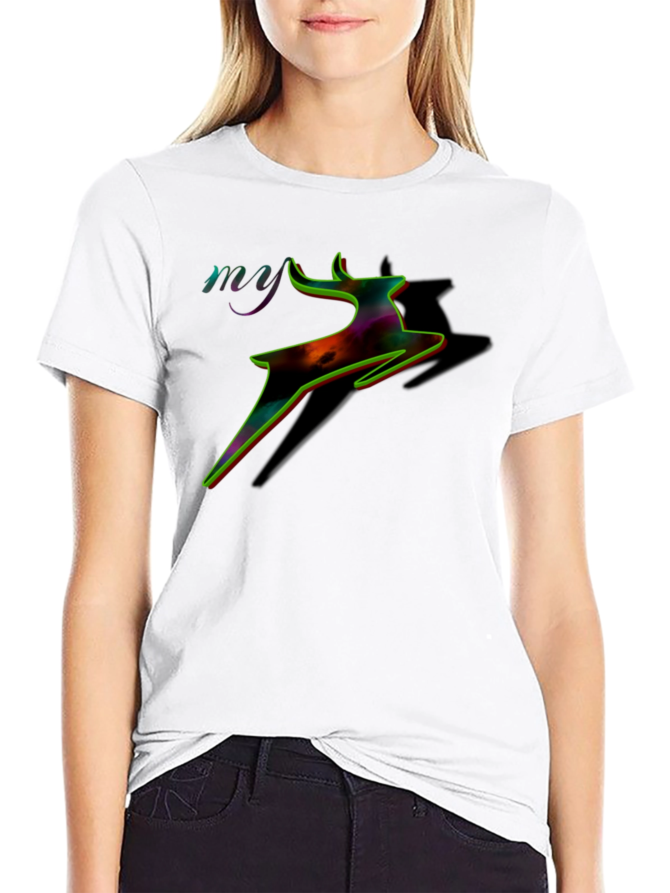 Colorful Deer Graphic T-Shirt