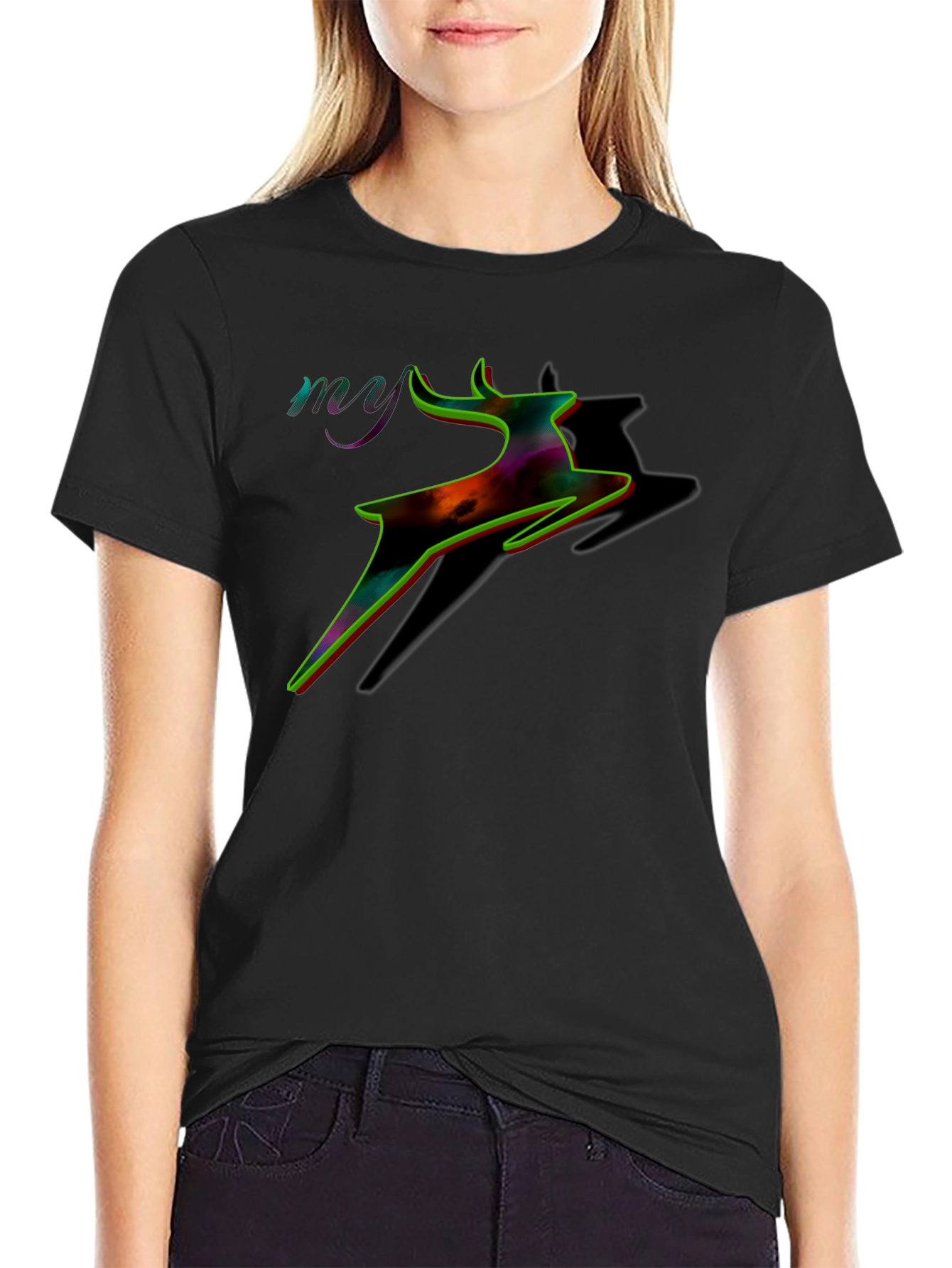 Colorful Deer Graphic T-Shirt