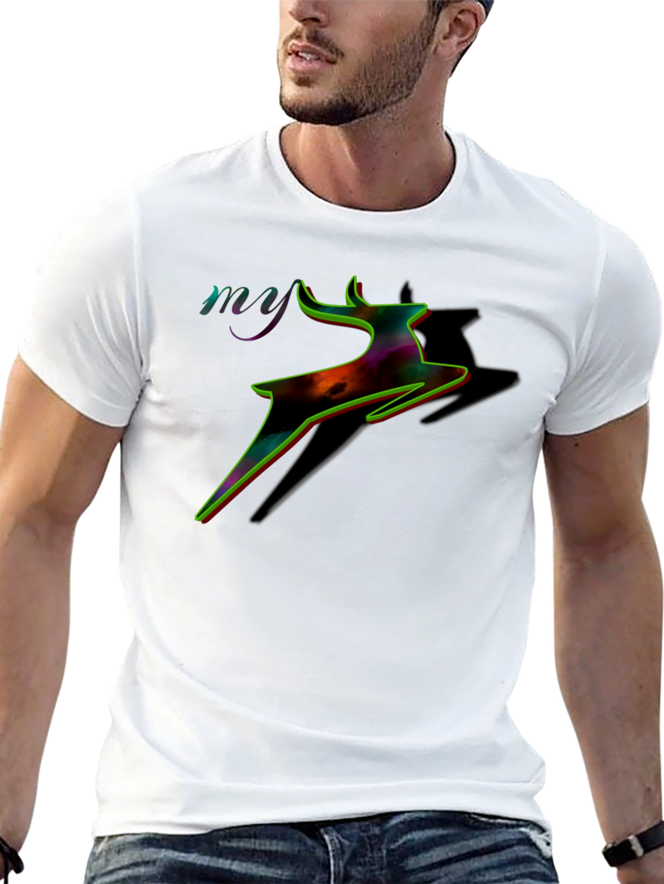 Colorful Deer Graphic T-Shirt