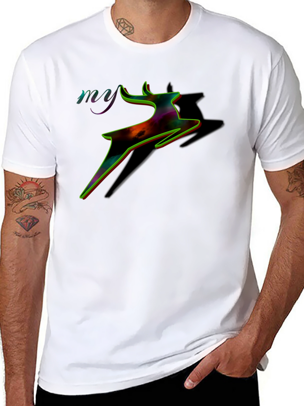 Colorful Deer Graphic T-Shirt