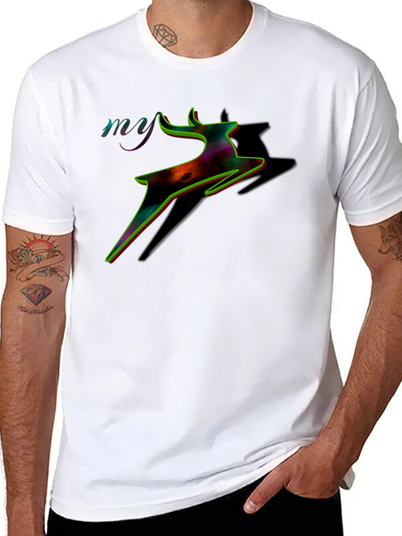 Colorful Deer Graphic T-Shirt