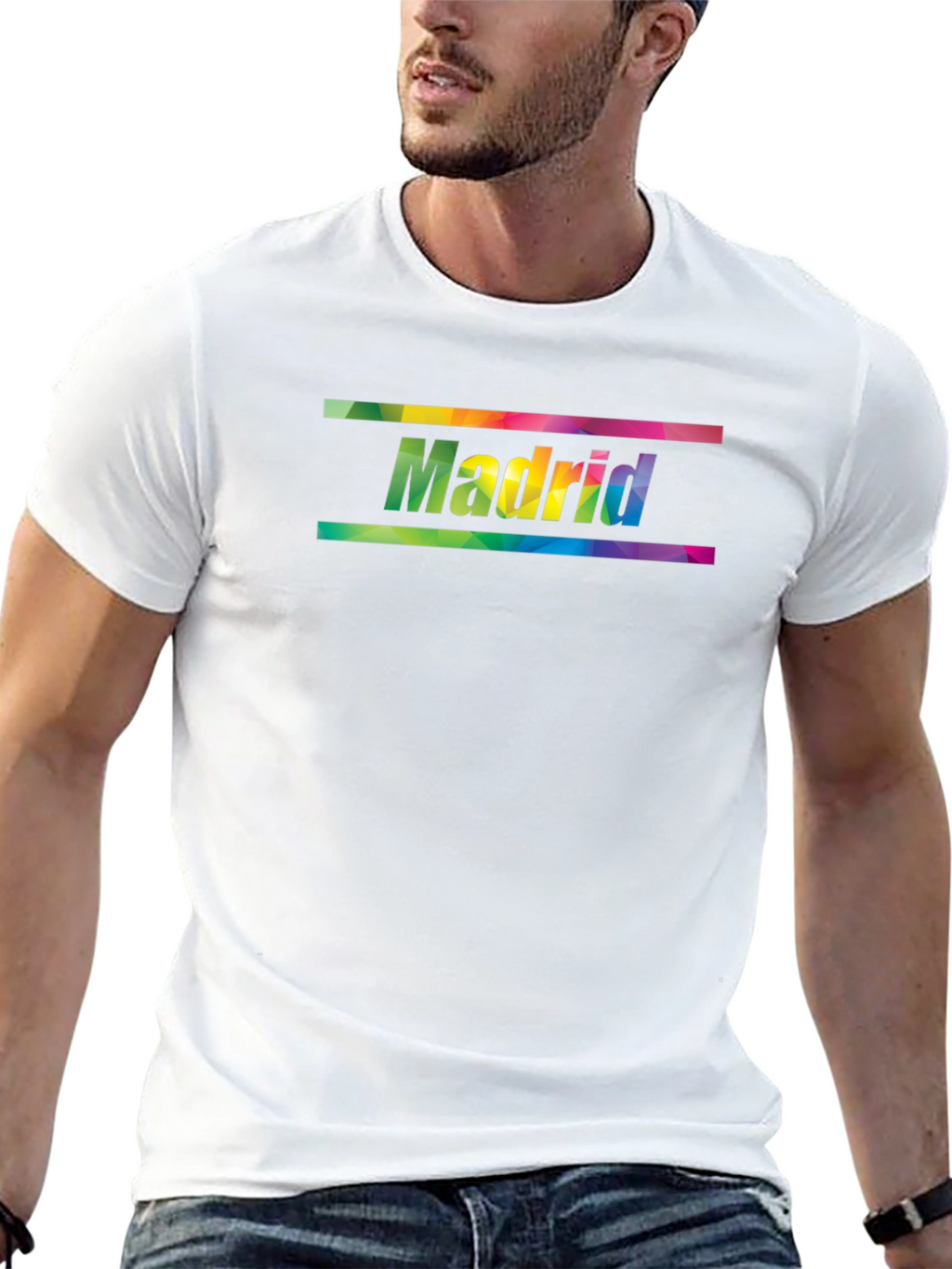 Madrid Rainbow Graphic Print Mens T-Shirt