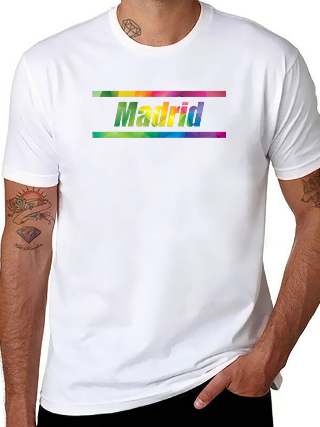 Madrid Rainbow Graphic Print Mens T-Shirt