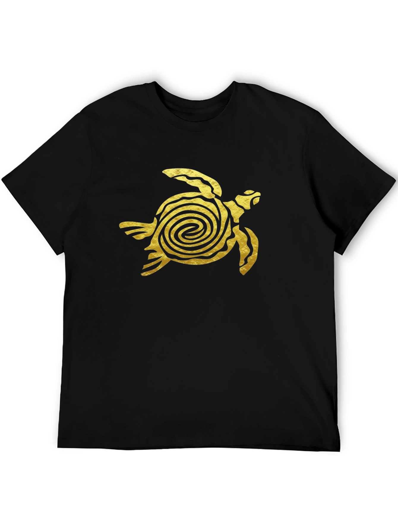 Gold Turtle Graphic Black T-Shirt