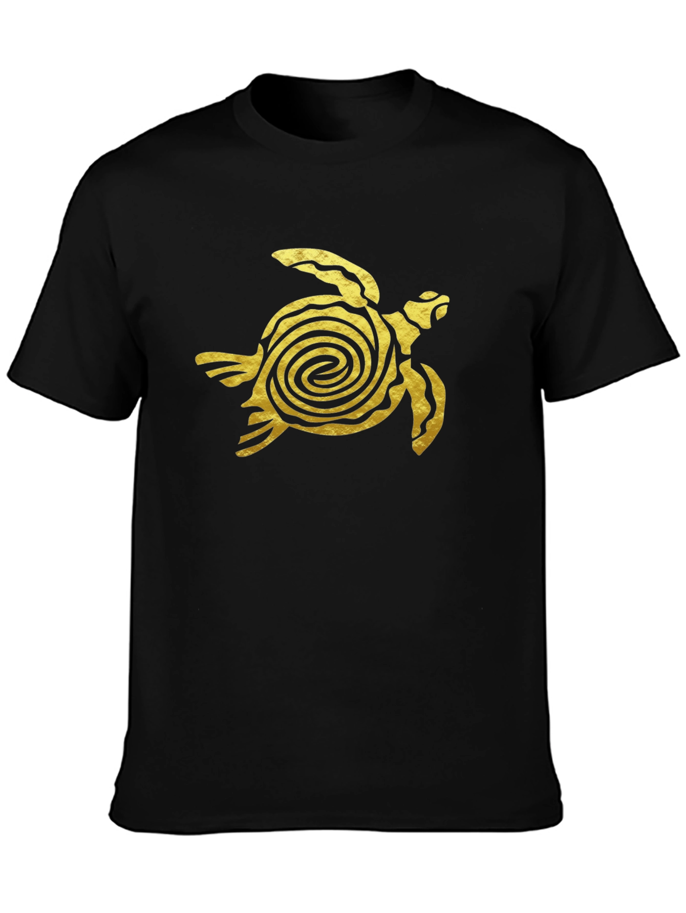 Gold Turtle Graphic Black T-Shirt