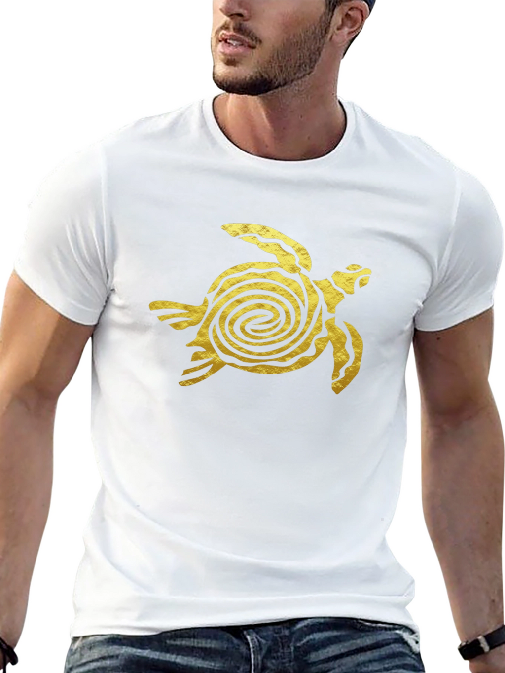 Gold Turtle Graphic Black T-Shirt