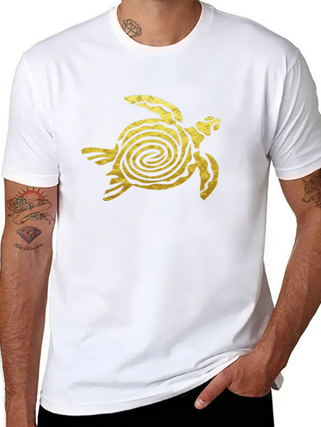 Gold Turtle Graphic Black T-Shirt