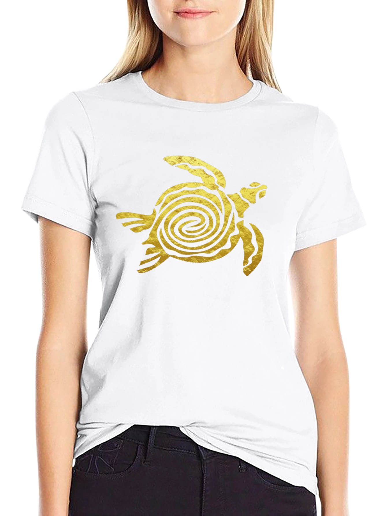 Gold Turtle Graphic Black T-Shirt