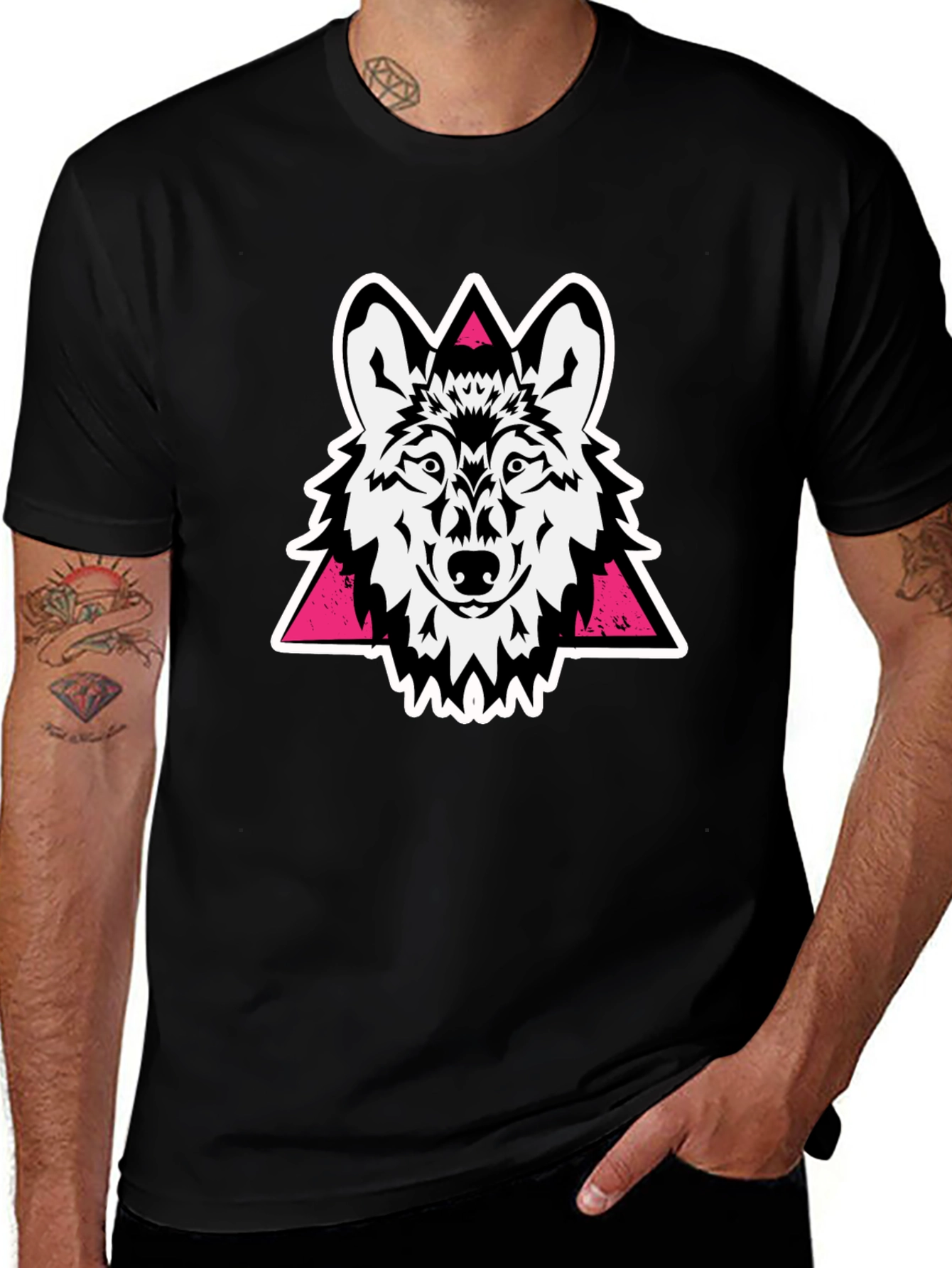 Wolf Graphic Tee - Black Cotton Blend