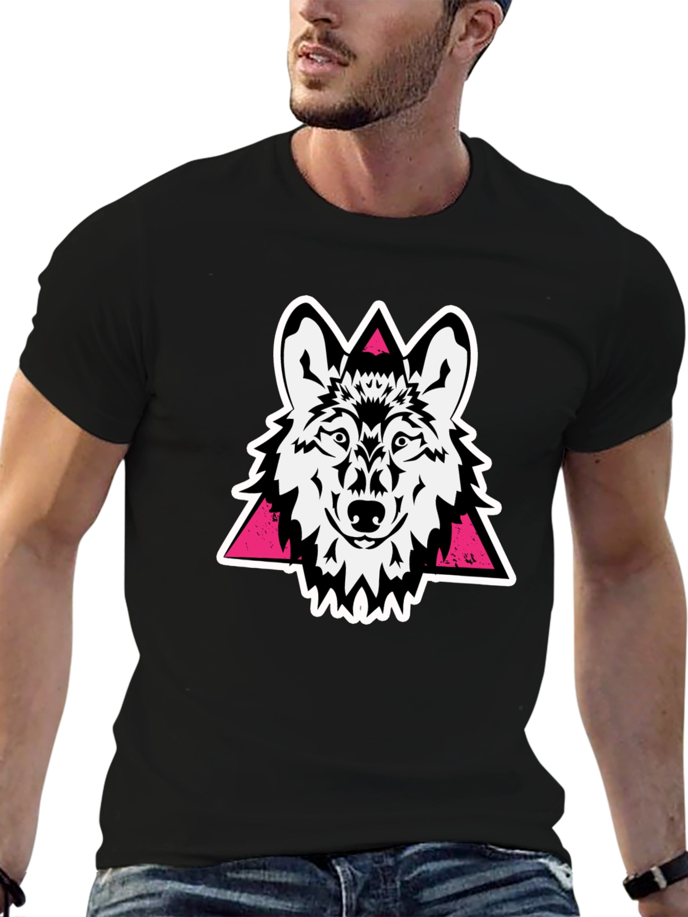 Wolf Graphic Tee - Black Cotton Blend