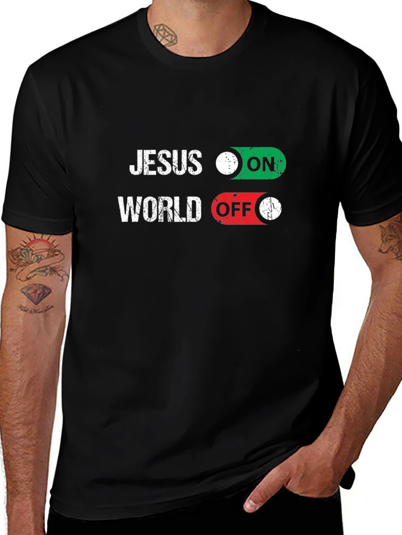 Jesus ON World OFF Graphic T-Shirt