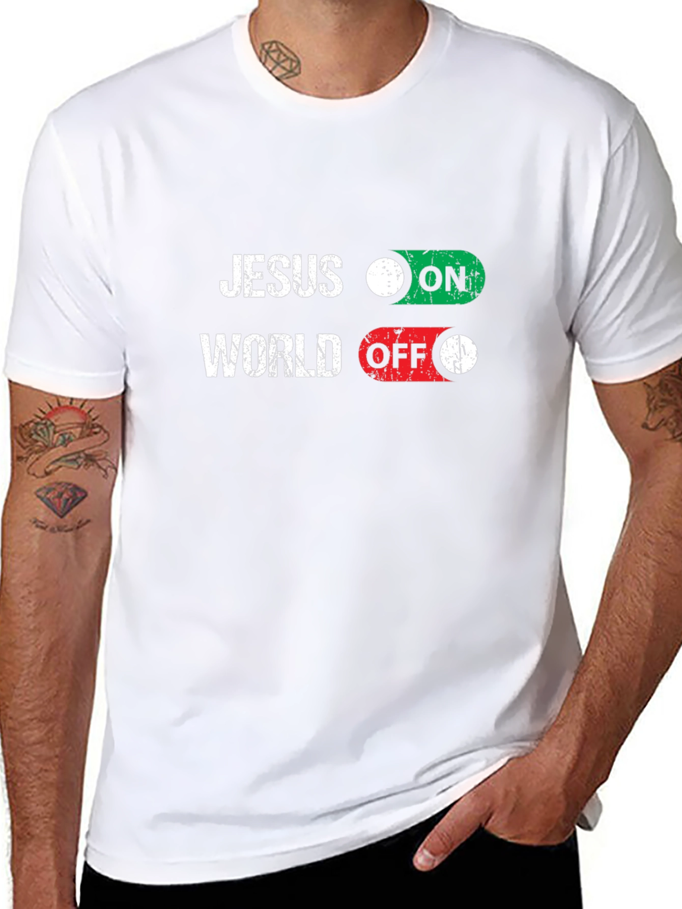 Jesus ON World OFF Graphic T-Shirt