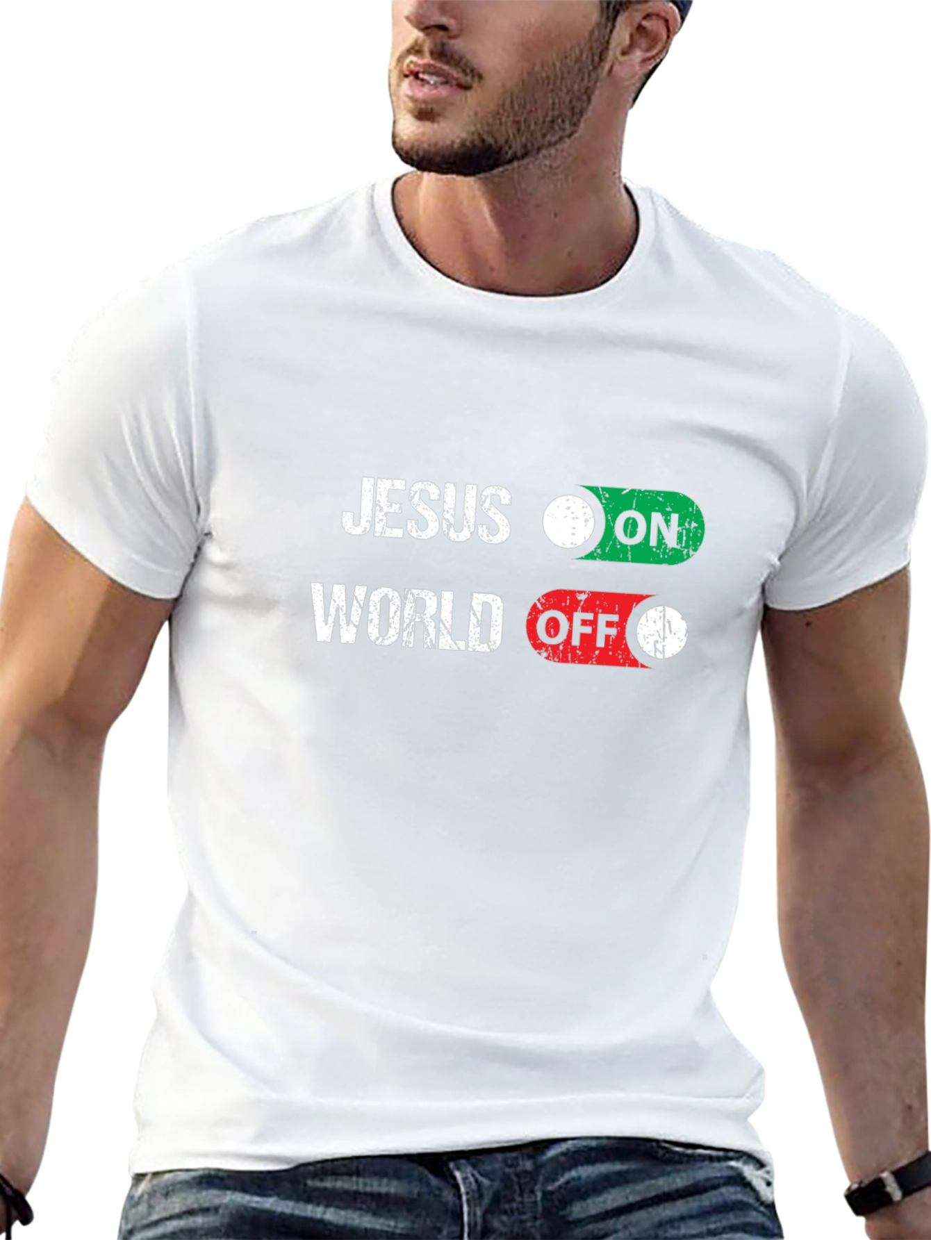 Jesus ON World OFF Graphic T-Shirt