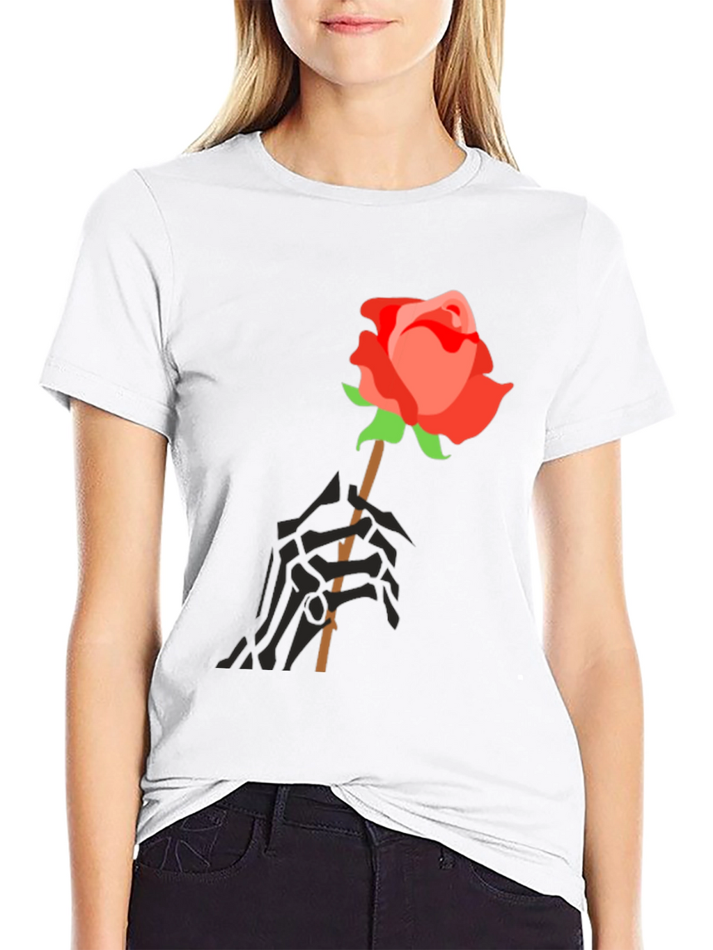 Rose & Skeleton Hand Graphic Tee