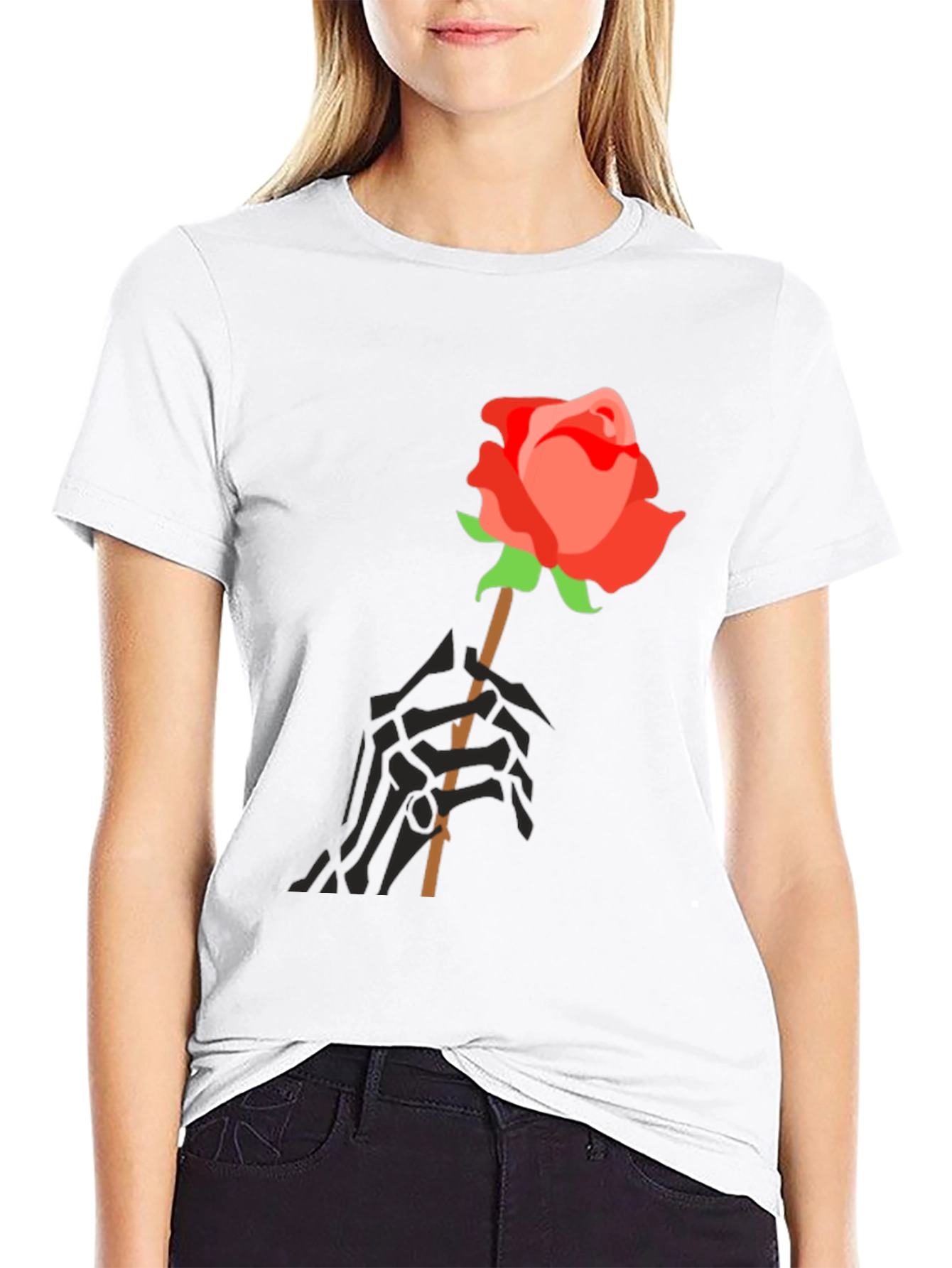 Rose & Skeleton Hand Graphic Tee