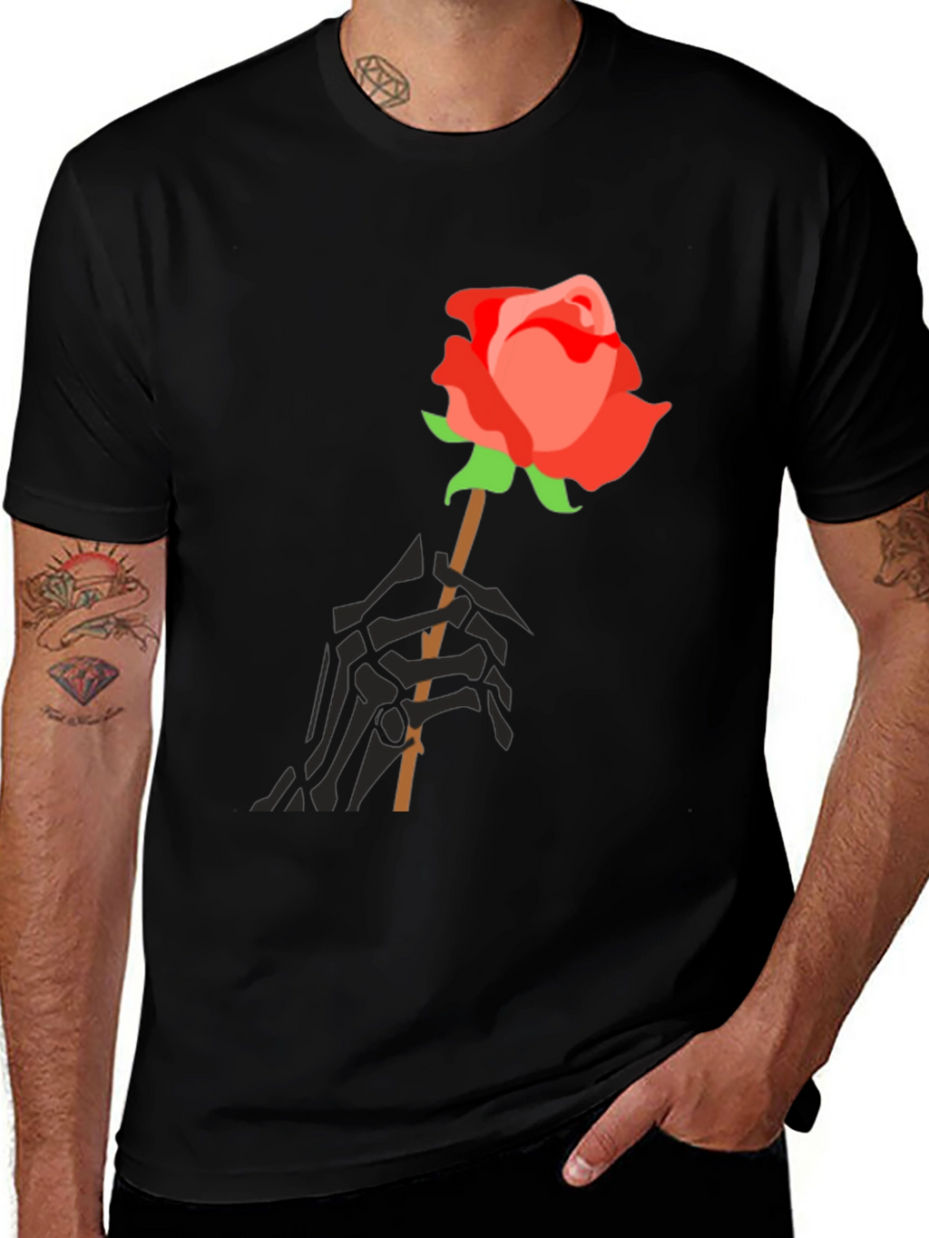 Rose & Skeleton Hand Graphic Tee