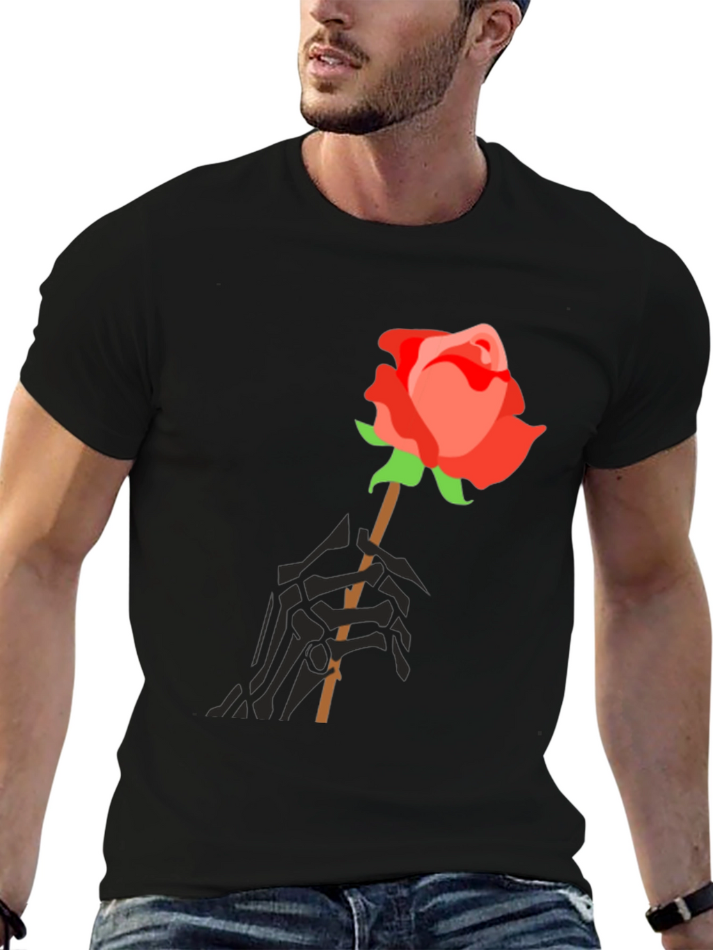 Rose & Skeleton Hand Graphic Tee