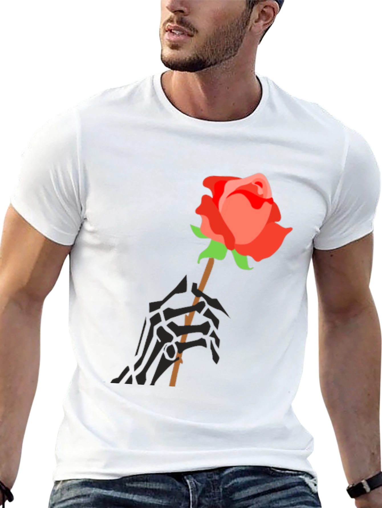 Rose & Skeleton Hand Graphic Tee