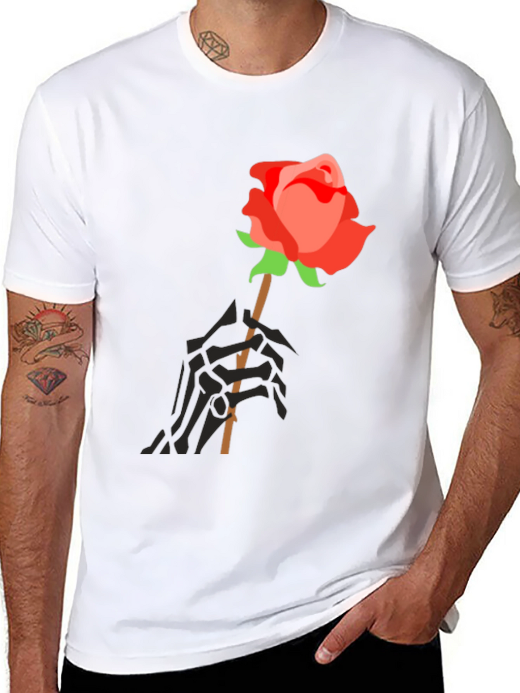 Rose & Skeleton Hand Graphic Tee