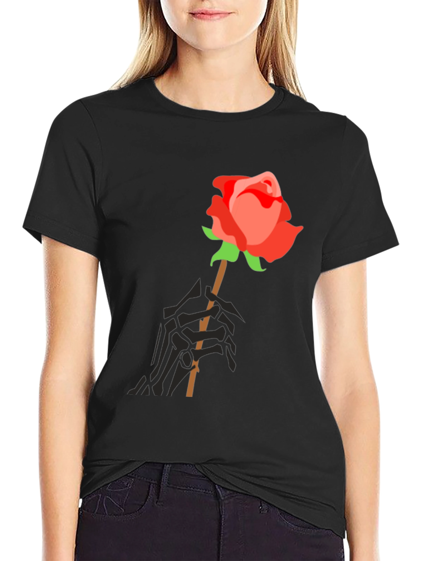 Rose & Skeleton Hand Graphic Tee