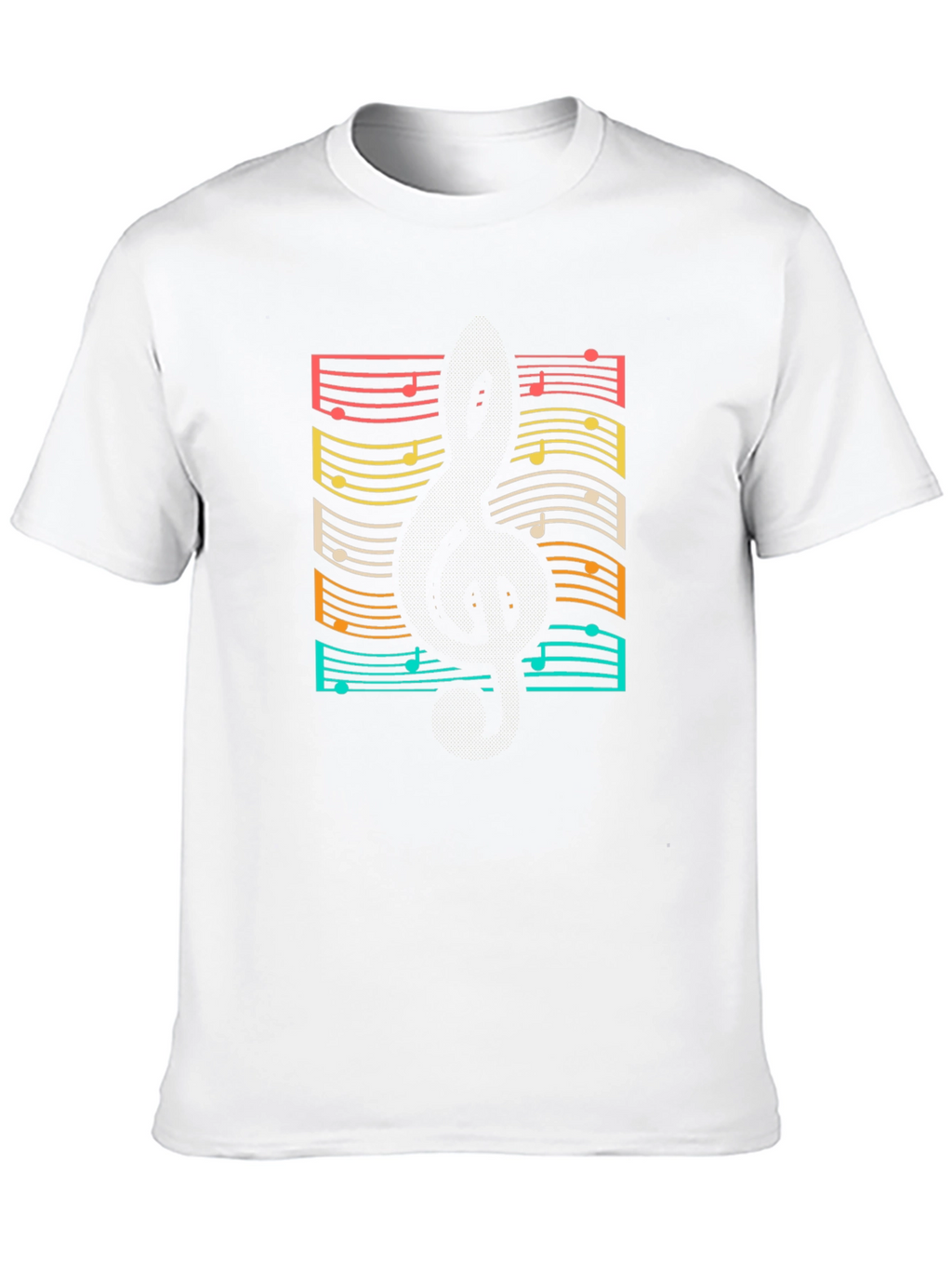 Retro Music Notes Guitar Black T-Shirt