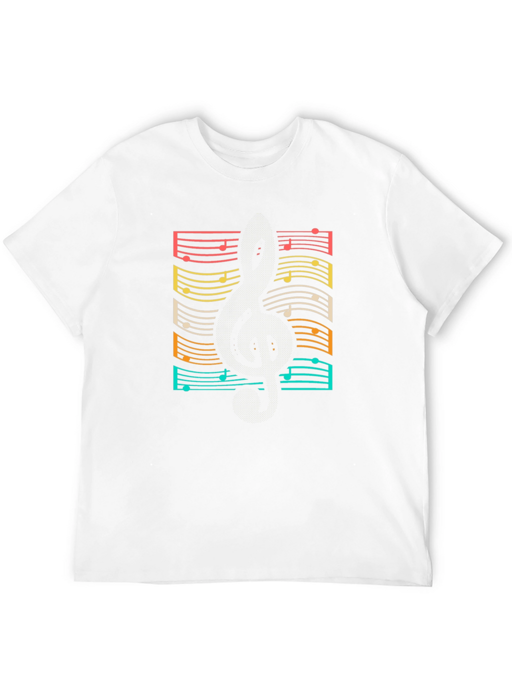 Retro Music Notes Guitar Black T-Shirt
