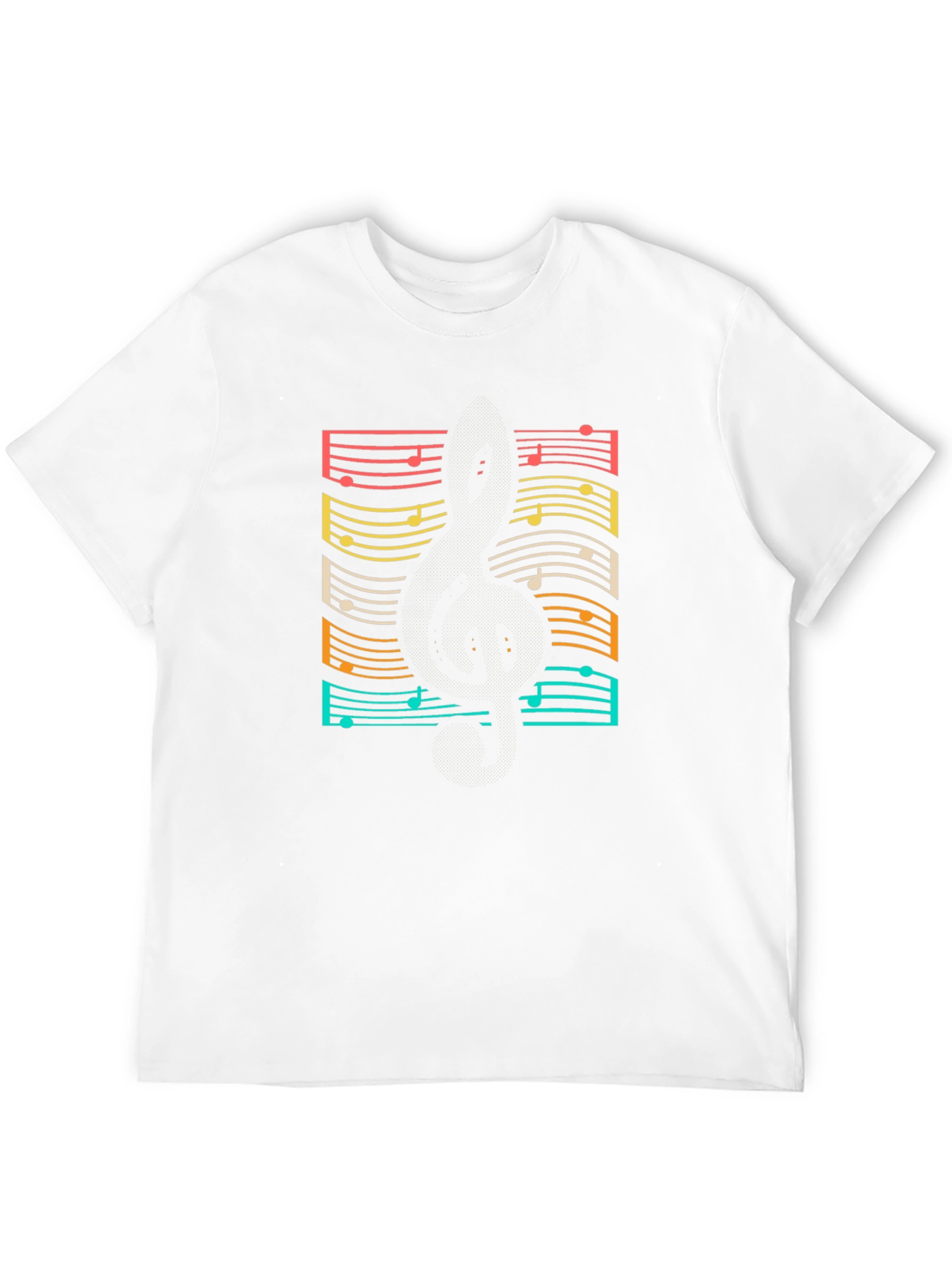 Retro Music Notes Guitar Black T-Shirt