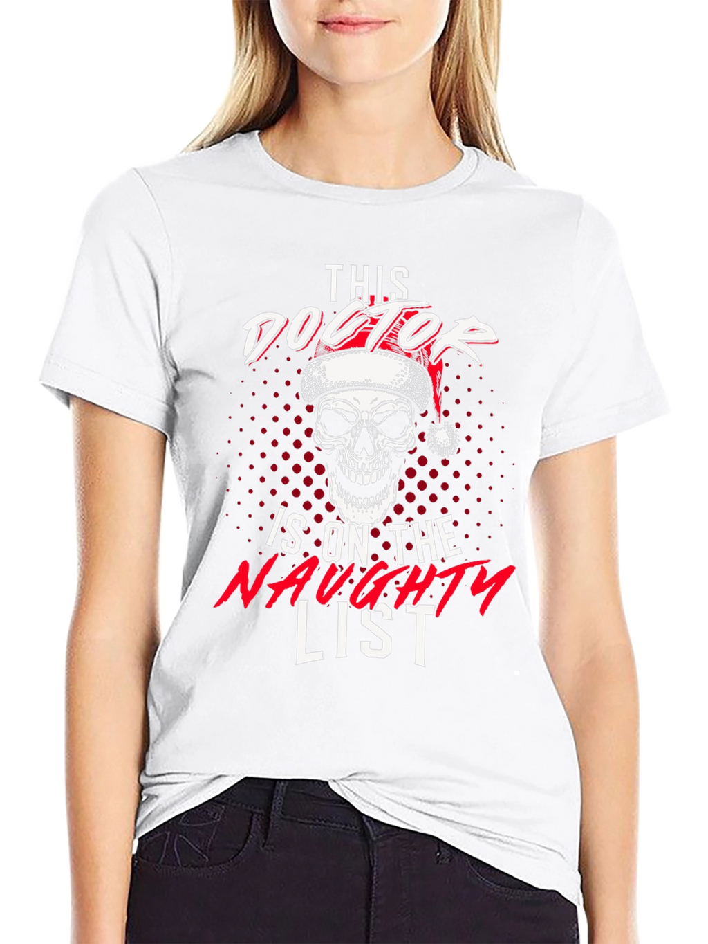 Naughty Doctor Skull Christmas Graphic Tee