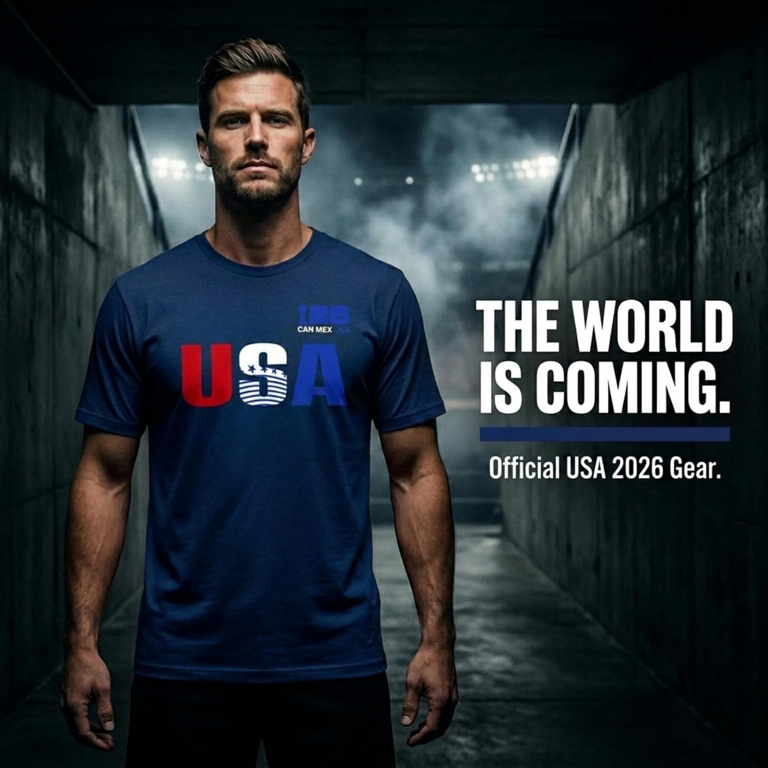Men's Big & Tall FIFA World Cup 2026 USA Graphic Crewneck Short Sleeve 100% Cotton T-Shirt
