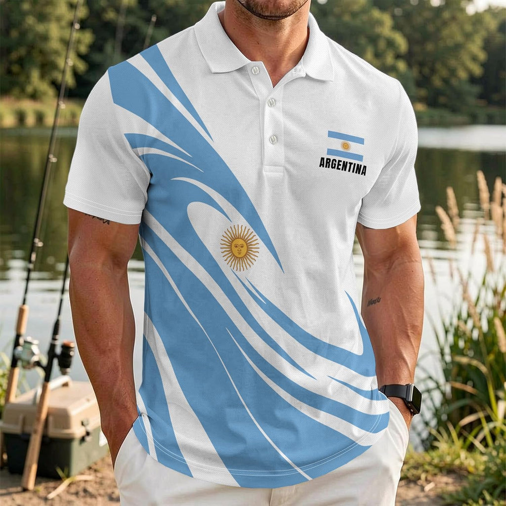 Men's Short Sleeve Novelty Polo Shirt Moisture Wicking Casual Top