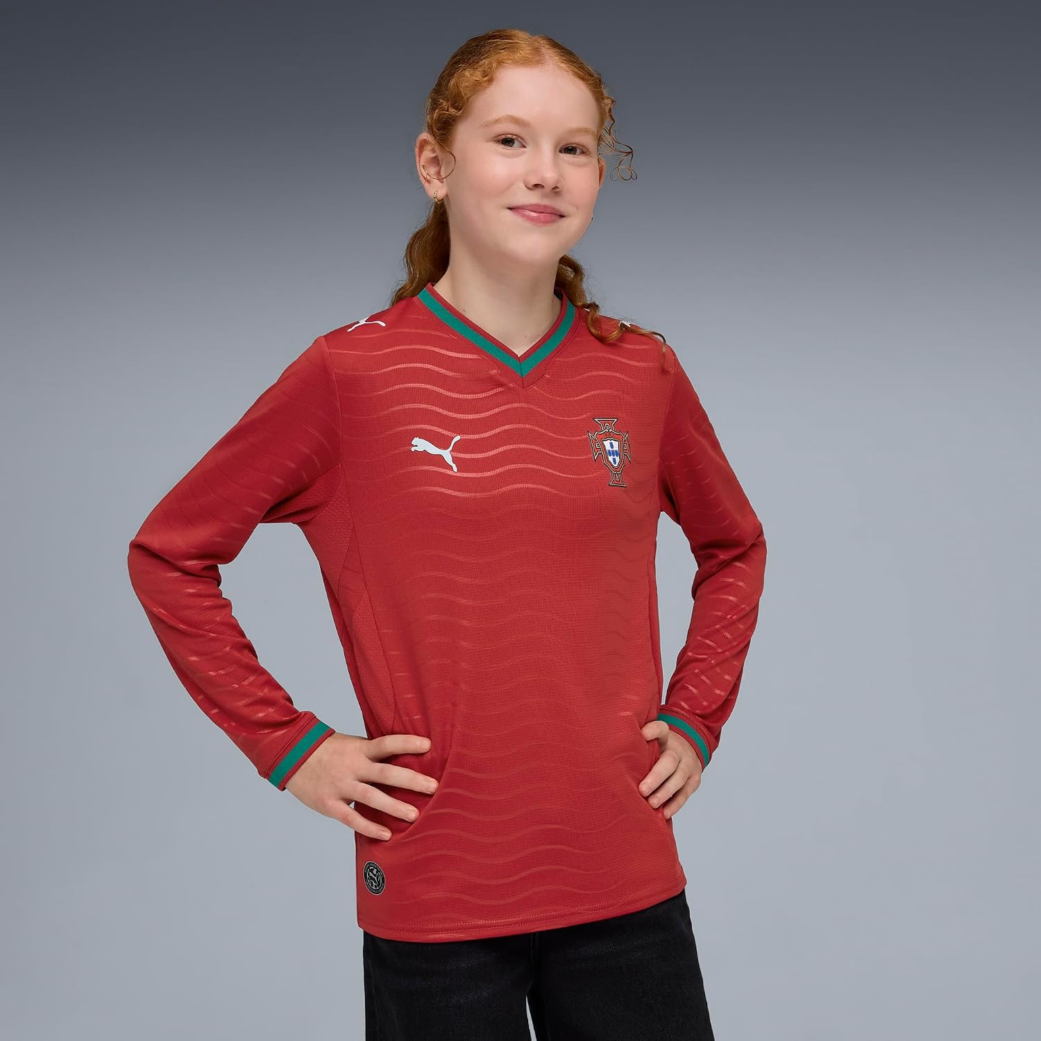 Junior Portugal Home Long Sleeve Soccer Jersey
