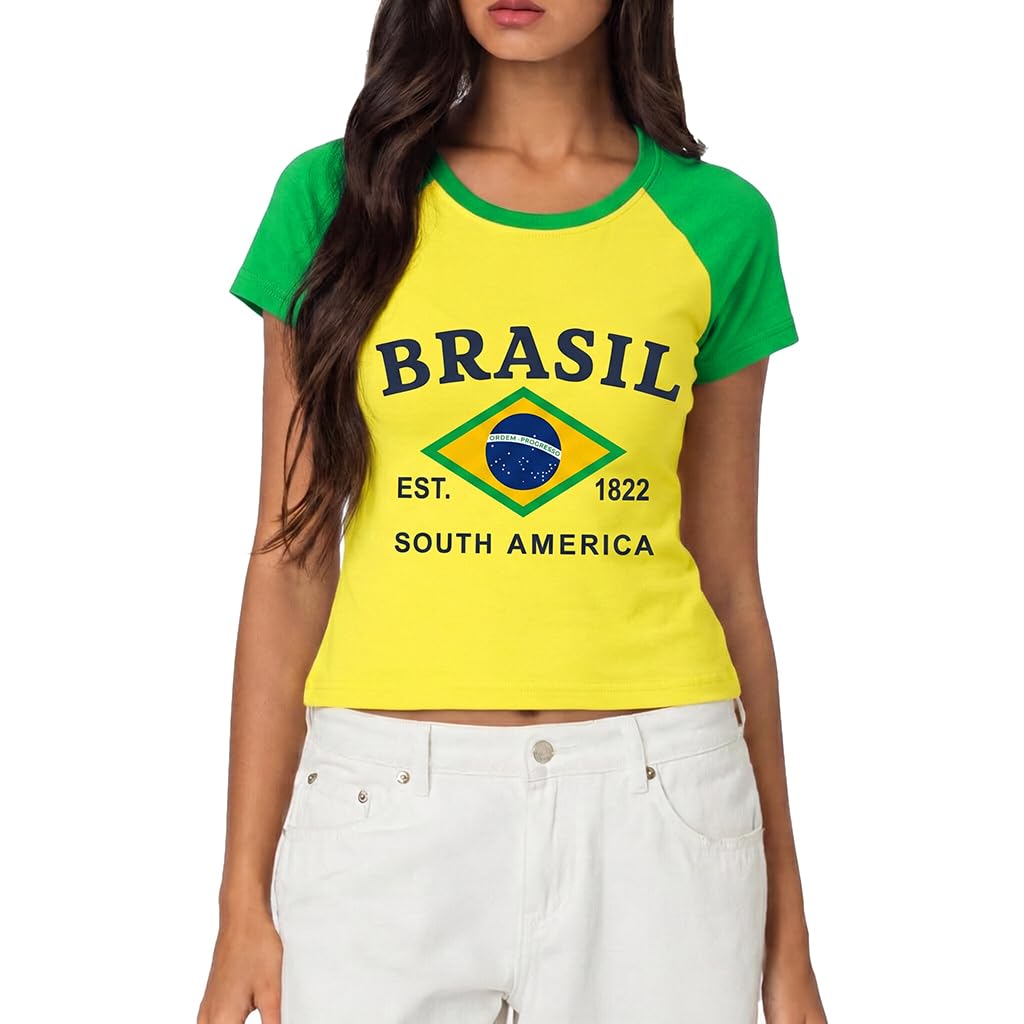 Brazil Mexico Soccer Jersey - Short Sleeve Crop Top Streetwear