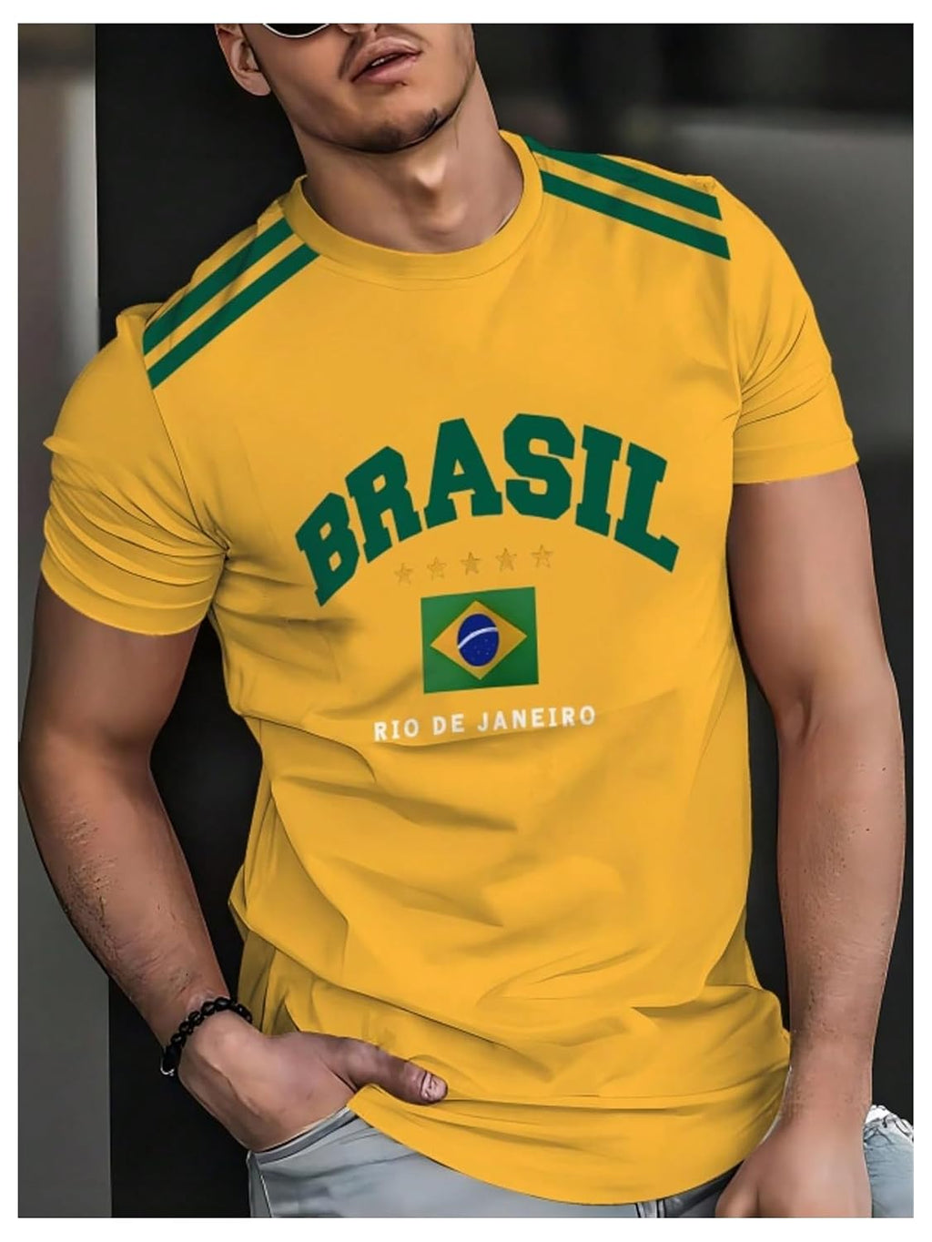 Men's Soccer Jersey Short Sleeve Letter Graphic T-Shirt