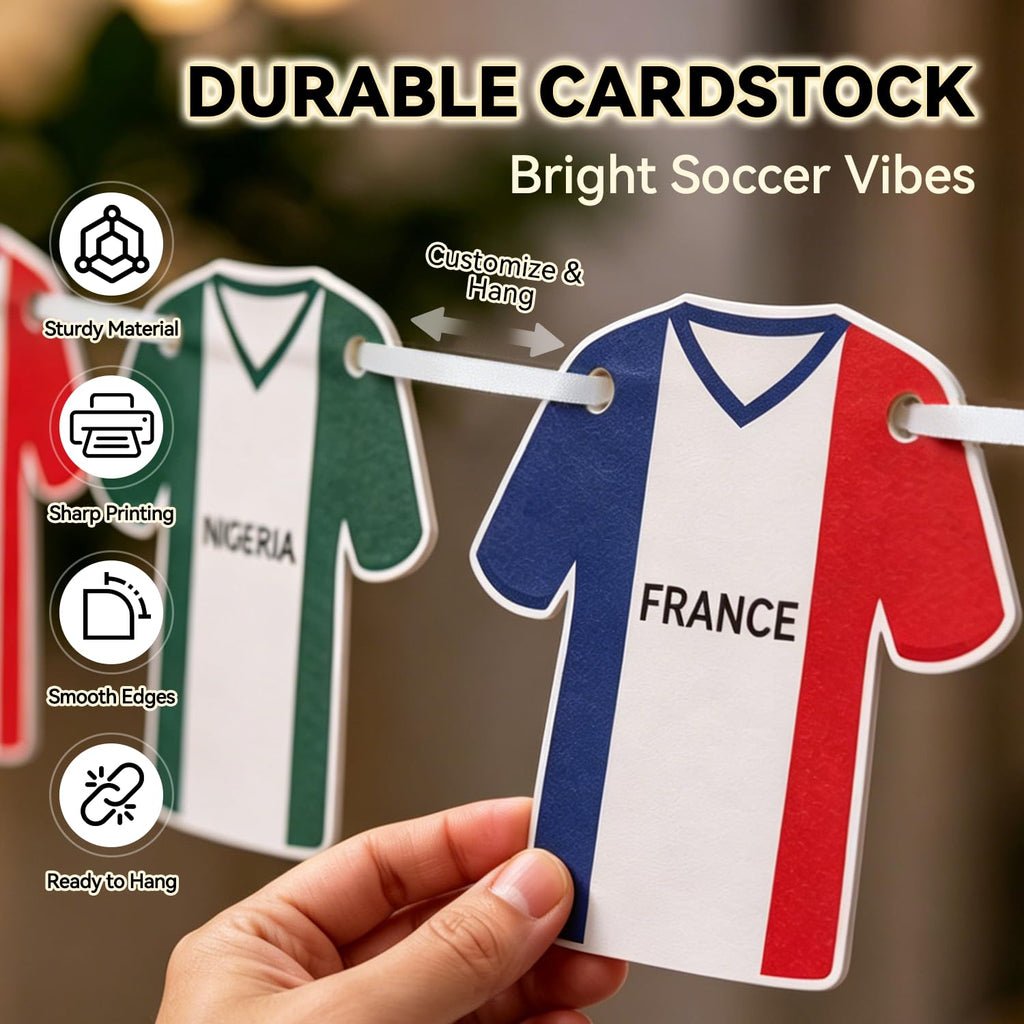 2026 World Cup Soccer Jersey Flag Banner, Flags of the World Bunting Garland, 49