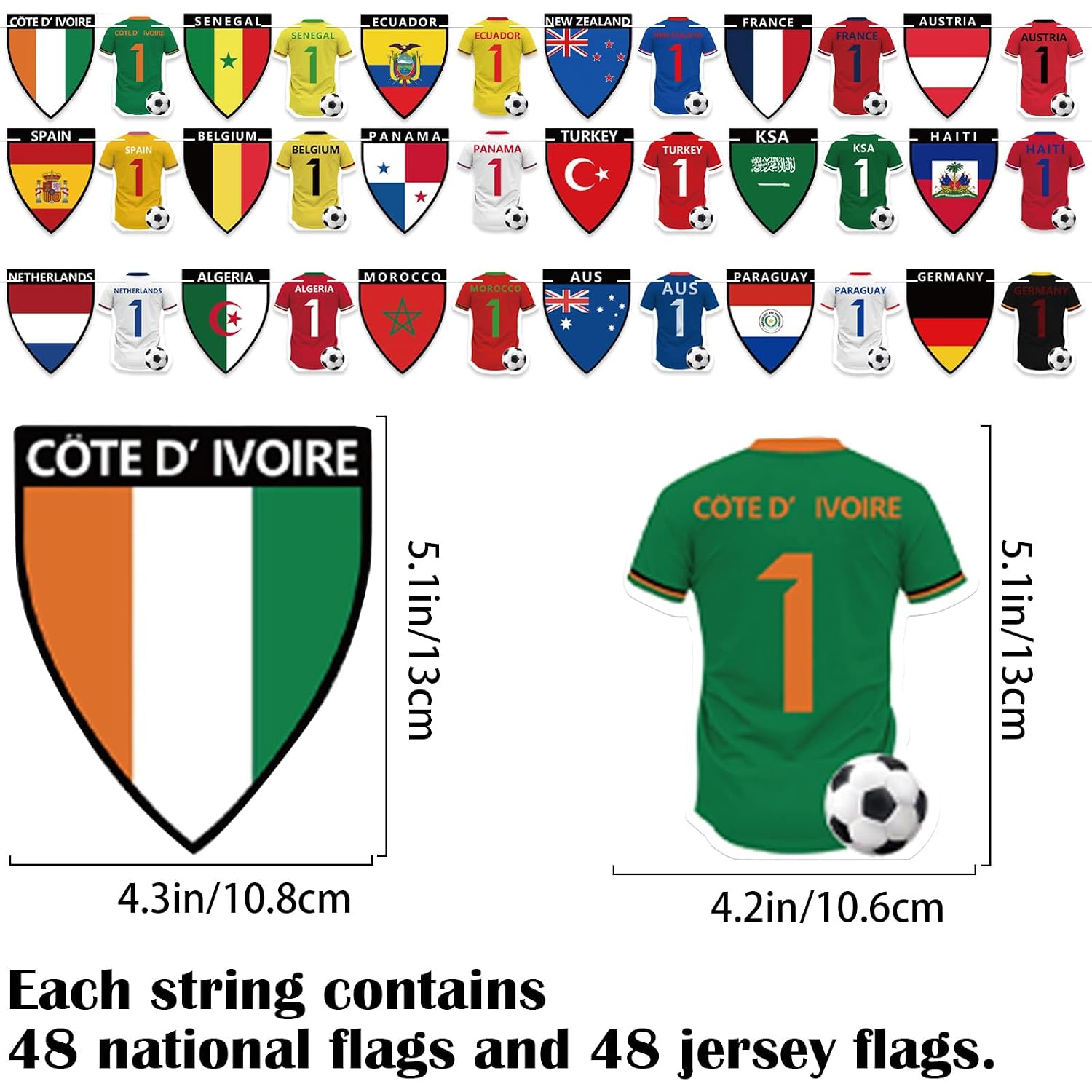 2026 World Cup Soccer Party Decorations - 48 Nations Flag Jersey Banner, Cloth