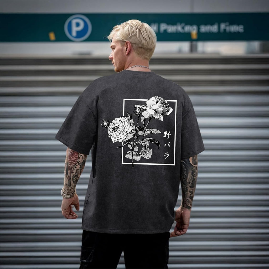 Men's Vintage Oversized Acid Wash Floral Soccer Jersey