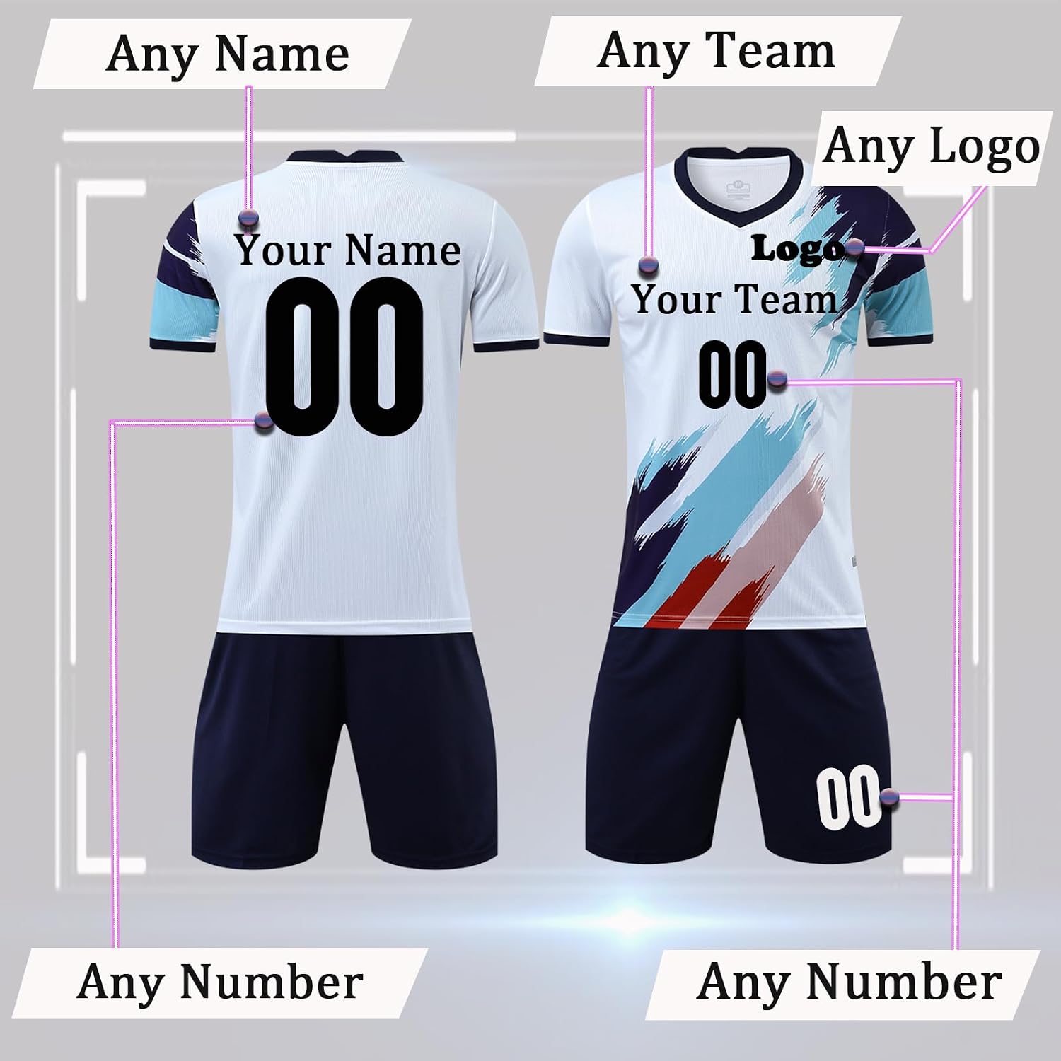 Custom Youth Soccer Jersey with Team Name, Number & Logo