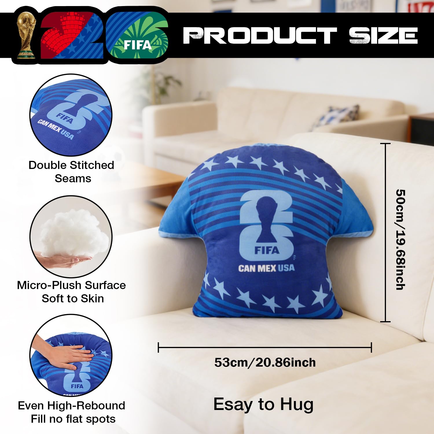 FIFA World Cup 2026 Soccer Jersey Plush Throw Pillow