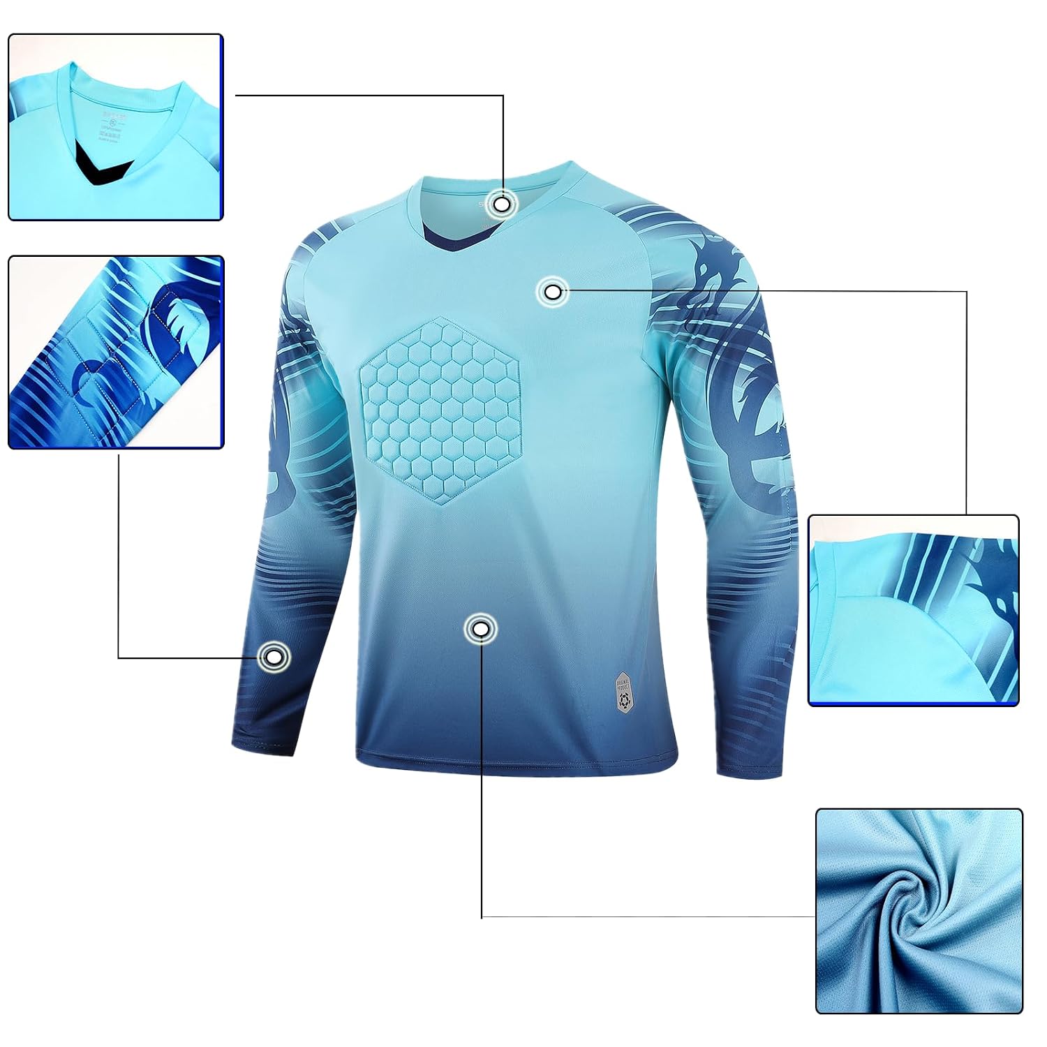 Custom Soccer Goalie Jersey with Name, Number & Team Logo for Youth & Adults