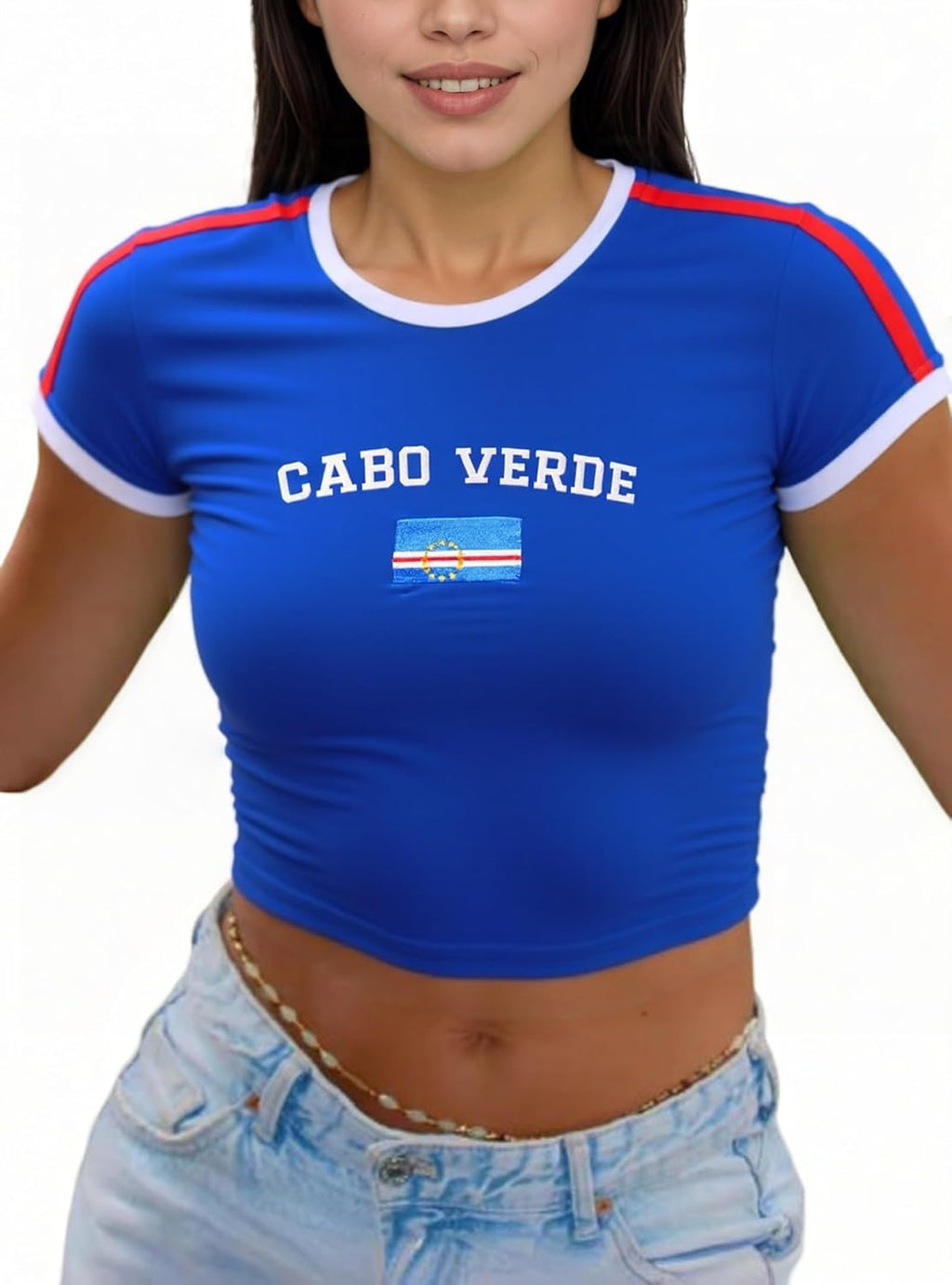 Vintage Graphic Crop Jersey Tee for Women - Short Sleeve Slim Fit
