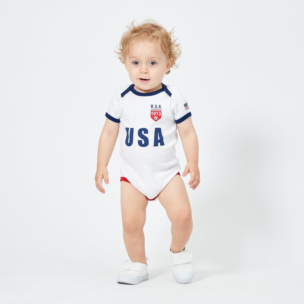 Baby Soccer Jersey Onesie - Infant & Toddler Clothes for Boys & Girls