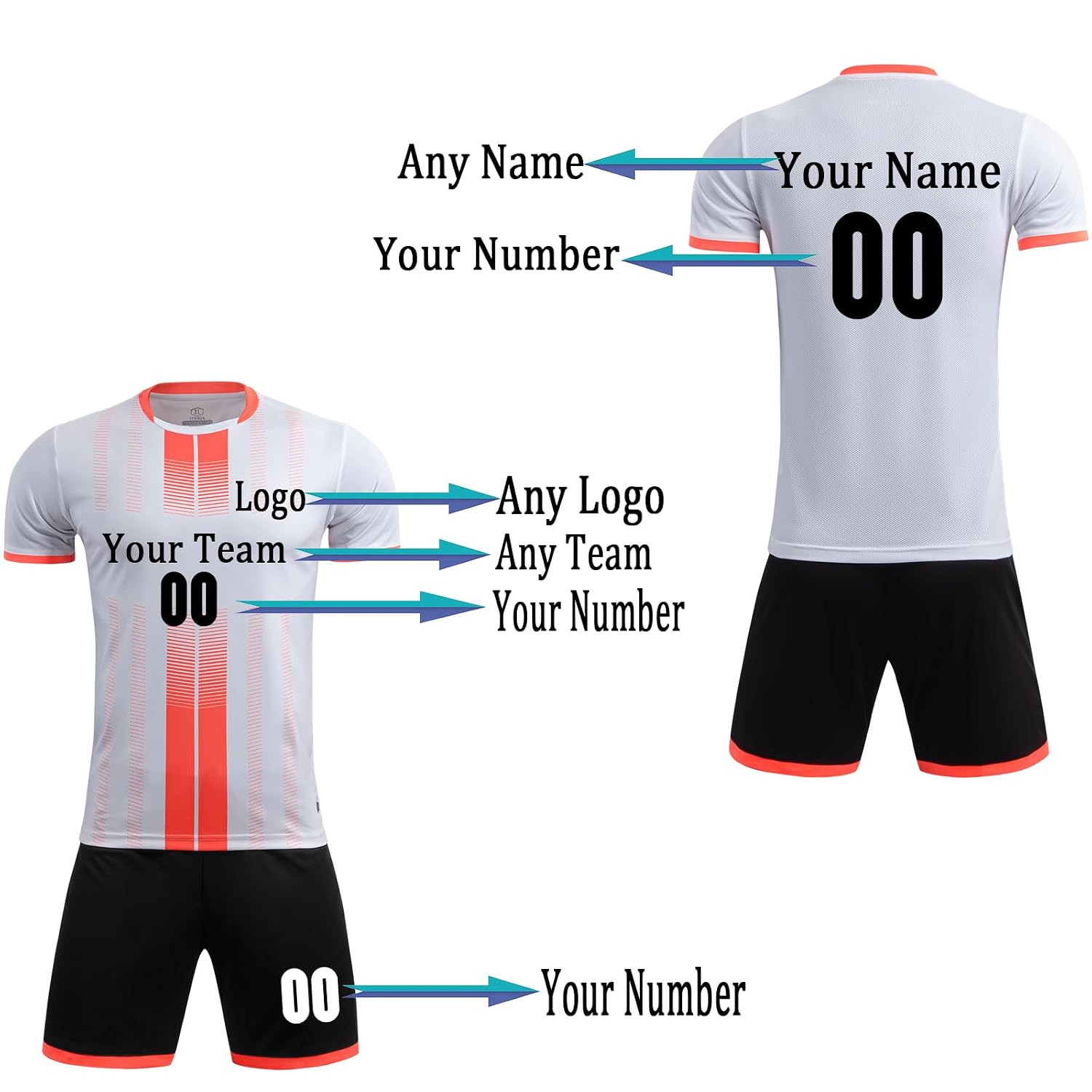 Custom Soccer Jersey - Personalized Name & Number, Home/Away, Kids & Adults