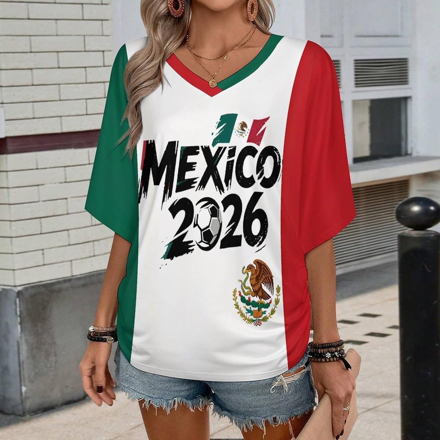 Women's Soccer Jersey Summer Short Sleeve V-Neck Sport Tee