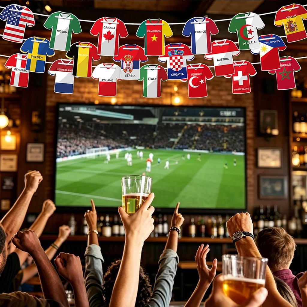 Soccer Jersey Cloth Style Flag Bunting Banner 49 Pcs International Country String Flags Garland