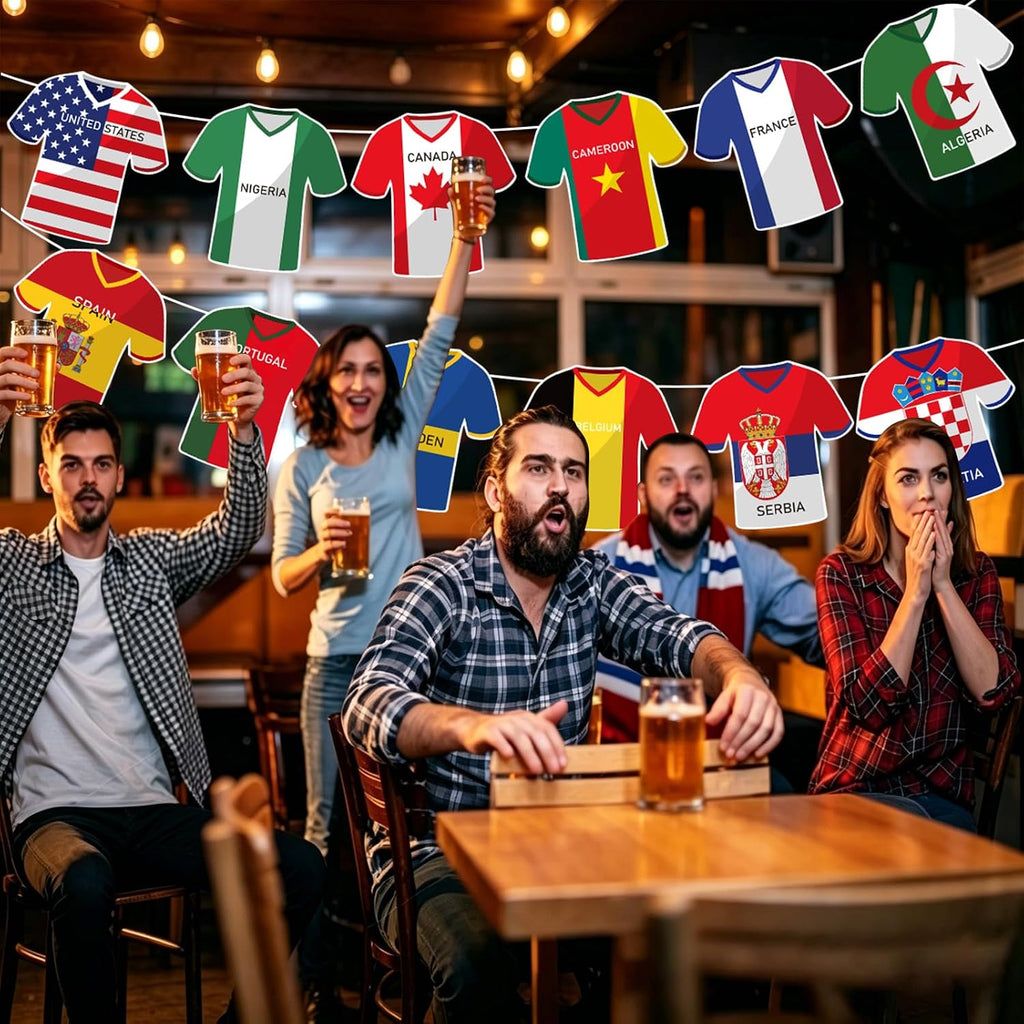 Soccer Jersey Cloth String Flags Garland - 50 Pcs Country Bunting Banner