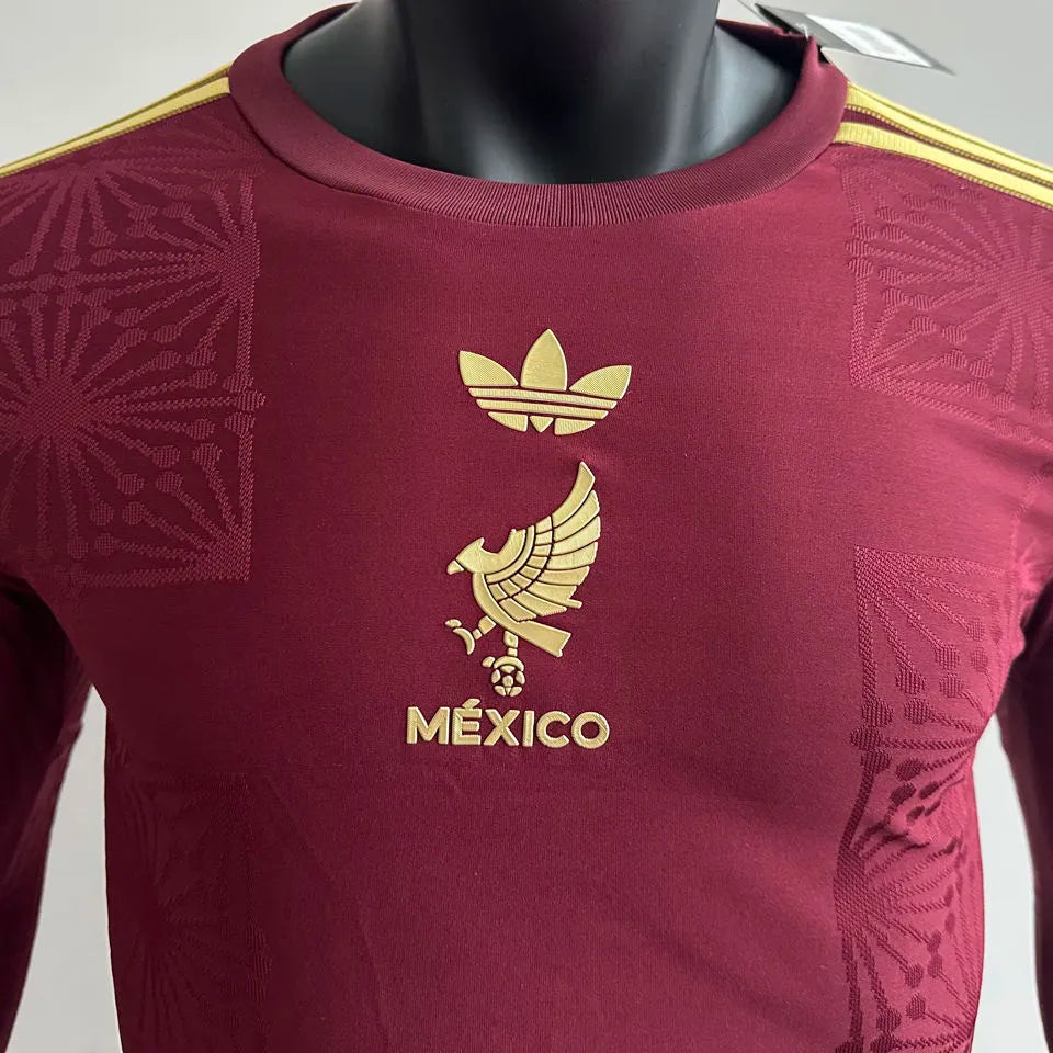 2025 Mexico Red Special Edition Player Version Long Sleever Jersey Detail 3