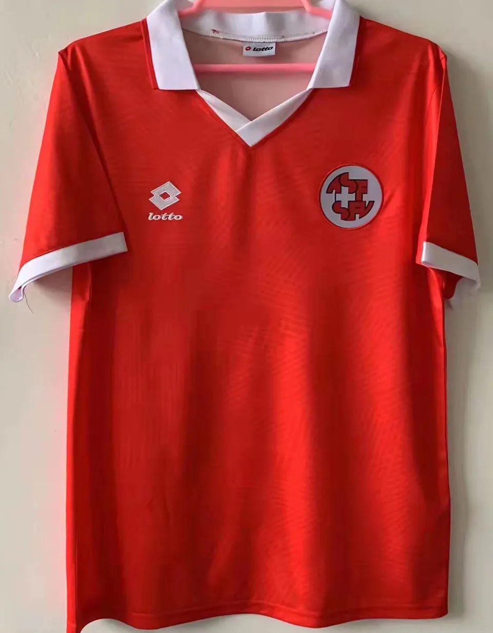 1995 Switzerland Home Red Retro Soccer Jersey Front