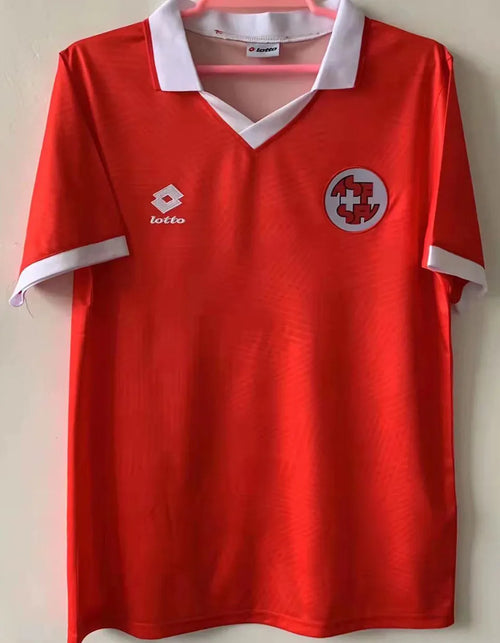 1995 Switzerland Home Red Retro Soccer Jersey Front