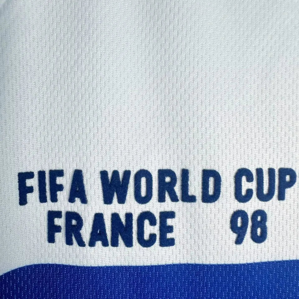 1998 France Away White Long Sleeve Retro Soccer Jersey Detail 3