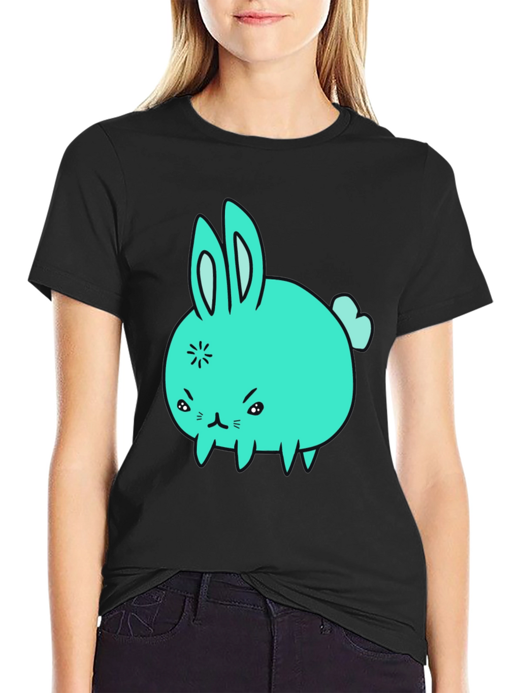 Angry Bunny Graphic Tee - Black